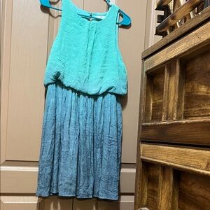 Sleeveless Teal and Gray Kids Dress